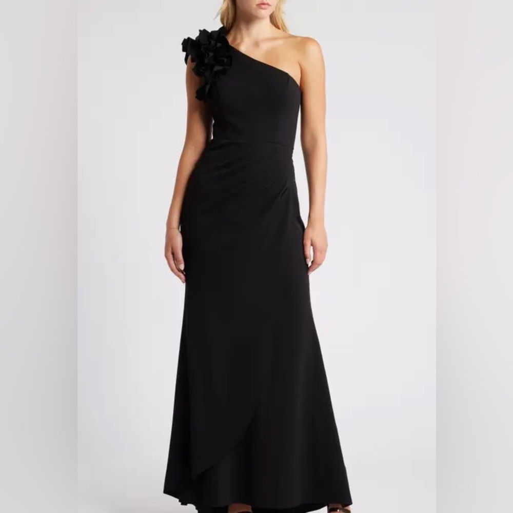 Xscape Blue One Shoulder Embellished Sheath Dress